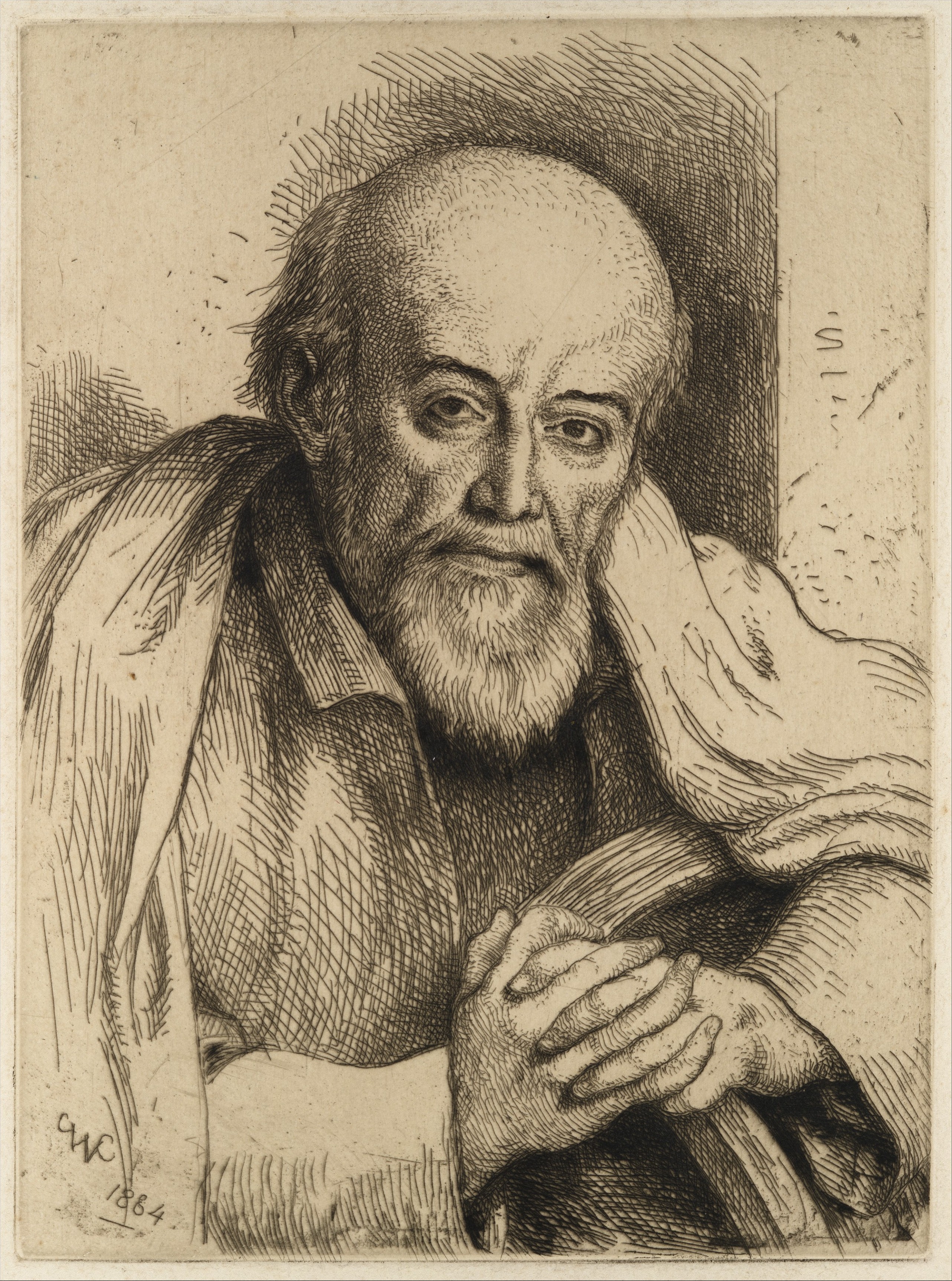 Old man, Samuel Palmer, in black and white photo