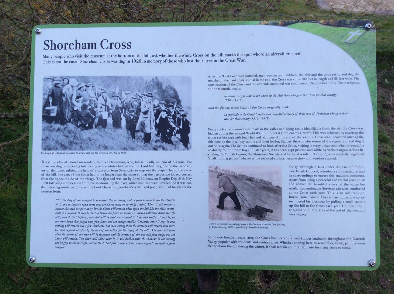 Information board about Shoreham Cross
