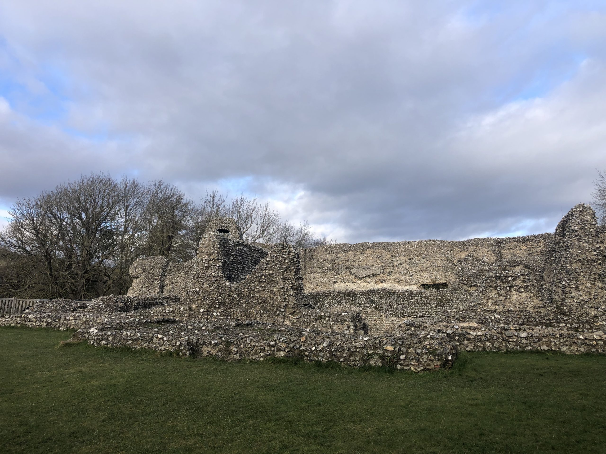 Rock and flint ruin of castle wall