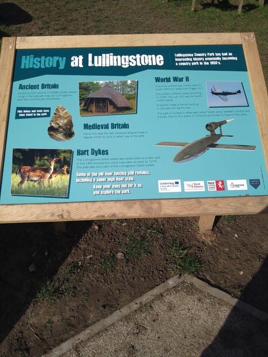 Colourful sign explaining about the history of Lullingstone Country Park